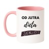 Kubek biało-różowy 330 ml ze śmiesznym napisem – dla fanów kawy