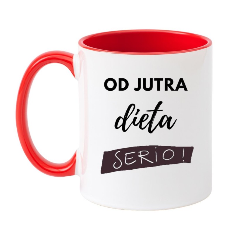 Kubek biało-czerwony 330 ml z motywem tekstowym – śmieszny prezent