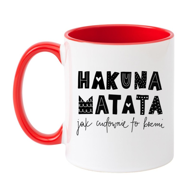 Kubek biało-czerwony 330 ml z ciekawym motywem – świetny kubek z nadrukiem