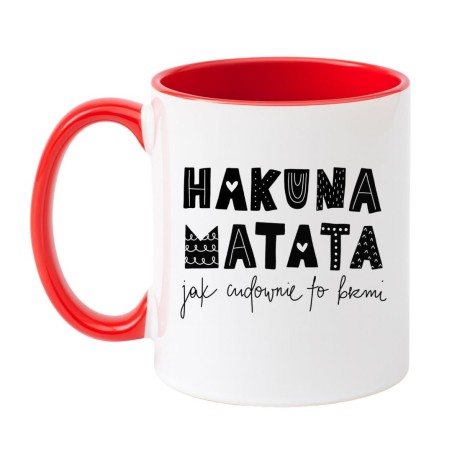 Kubek biało-czerwony 330 ml z ciekawym motywem – świetny kubek z nadrukiem