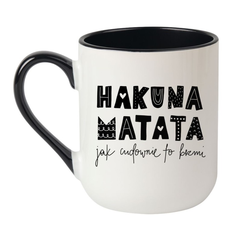 Kubek elegancki biało-czarny 330 ml z napisem – wyjątkowy do pracy