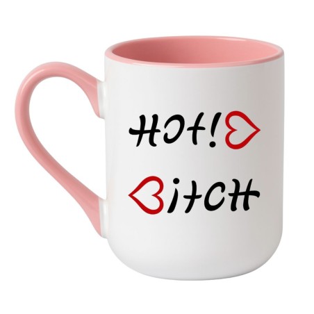 Kubek elegancki biało-różowy 330 ml z wulgarnym motywem – dobry do herbaty