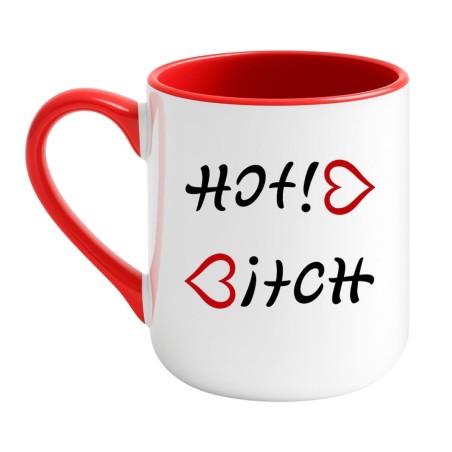 Kubek elegancki biało-czerwony 330 ml z nadrukiem bez cenzury – mocny akcent