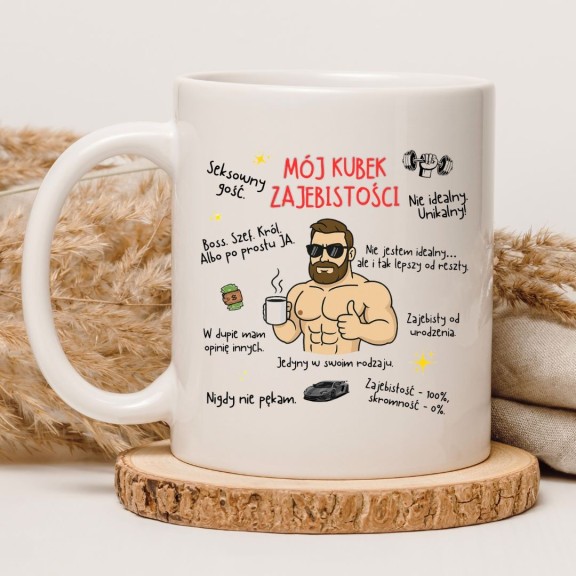 Kubek biały 330 ml z humorystycznym nadrukiem – śmieszny gadżet dla faceta