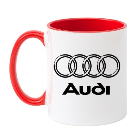 Kubek biało-czerwony 330 ml z nadrukiem auta – must-have dla kierowców