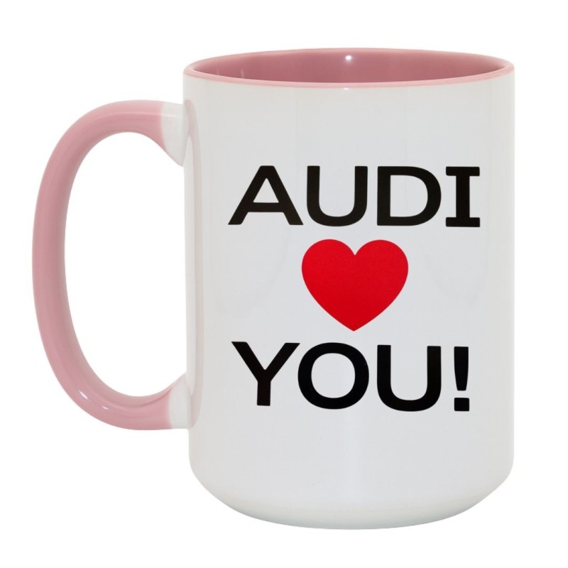 Kubek duży biało-różowy 450 ml z grafiką serca — prezent dla miłośników kawy