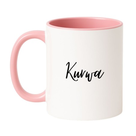 Kubek biało-różowy 330 ml z chamskim napisem – sprawdź bestseller