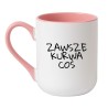 Kubek elegancki biało-różowy 330 ml z nadrukiem bez cenzury – śmieszny gadżet biurowy