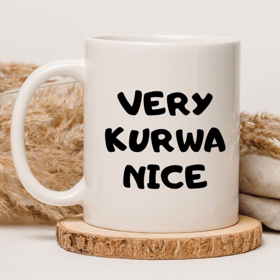 Kubek biały 330 ml z chamskim napisem bez cenzury – śmieszny kubek do kawy