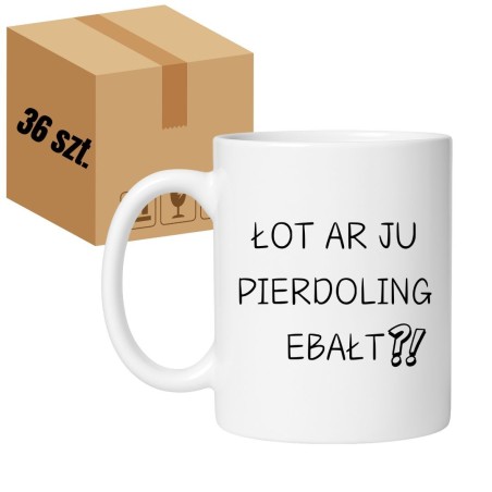 Kubek biały 330 ml z nadrukiem bez cenzury – zestaw 36 sztuk HURT, śmieszne kubki do biura