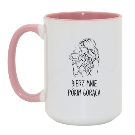 Kubek duży biało-różowy 450 ml z humorystycznym motywem – śmieszny prezent dla kobiet