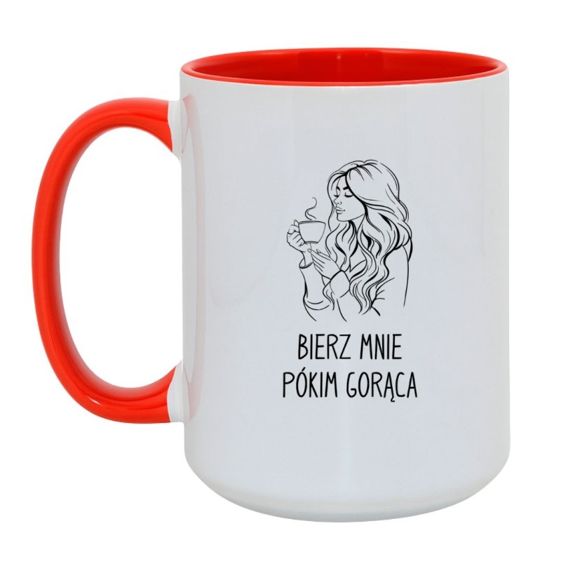 Kubek duży biało-czerwony 450 ml z nadrukiem bez cenzury – kubek do kawy z przymrużeniem oka
