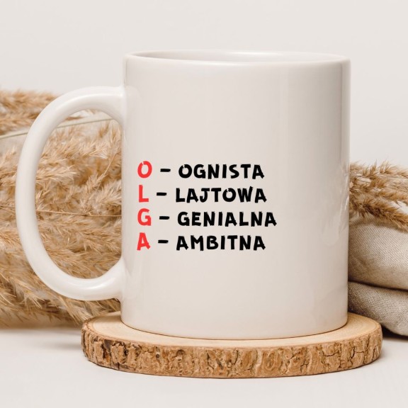 ceramiczny kubek olga jako humorystyczny prezent dla żywiołowej kobiety