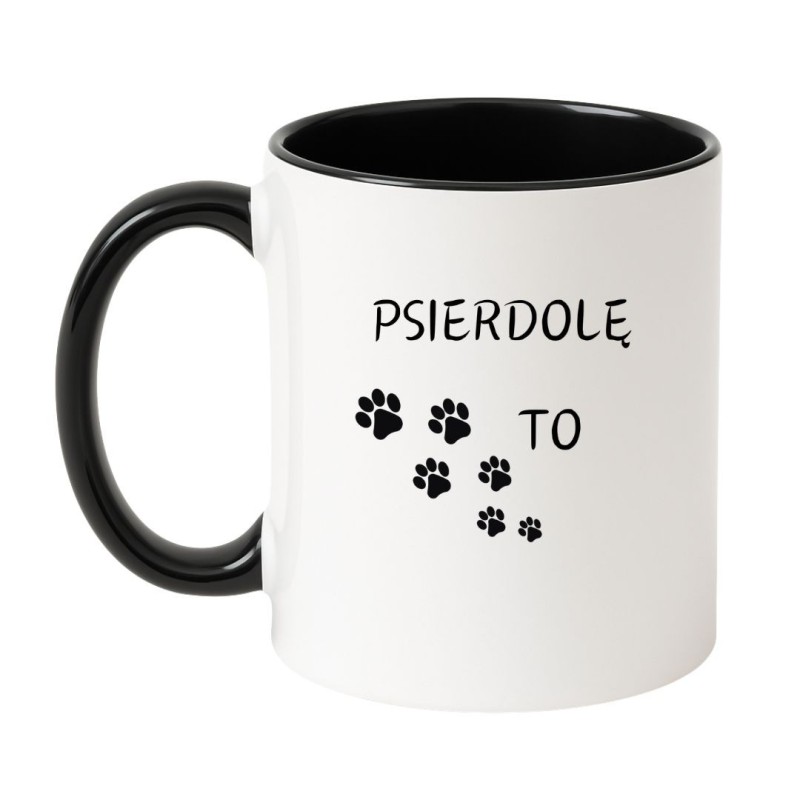 Kubek biało-czarny 330 ml z nadrukiem bez cenzury – śmieszny kubek dla psiarzy