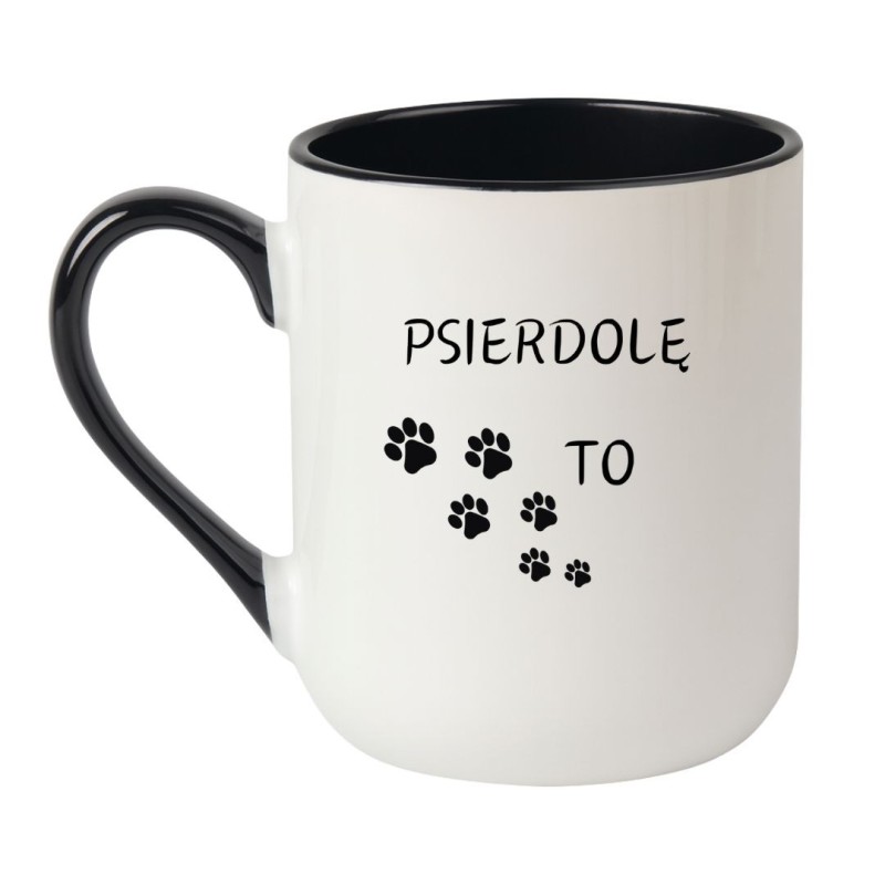 Kubek elegancki biało-czarny 330 ml z chamskim nadrukiem – kubek bez cenzury dla biura