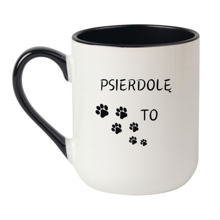 Kubek elegancki biało-czarny 330 ml z chamskim nadrukiem – kubek bez cenzury dla biura