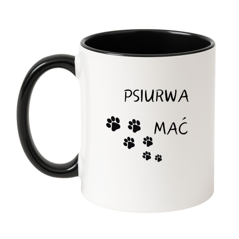 Kubek biało-czarny 330 ml z chamskim napisem – śmieszny kubek do biura