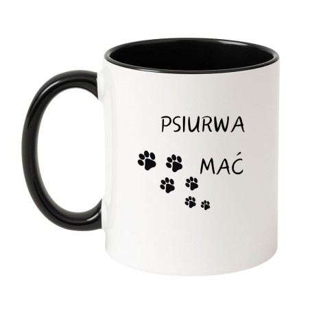 Kubek biało-czarny 330 ml z chamskim napisem – śmieszny kubek do biura