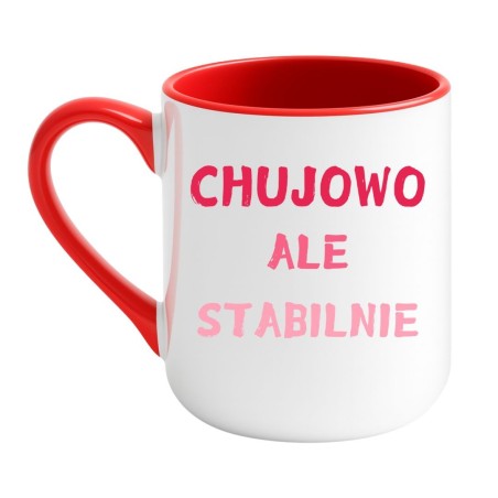 Kubek elegancki biało-czerwony 330 ml z humorystycznym motywem – kubek bez cenzury