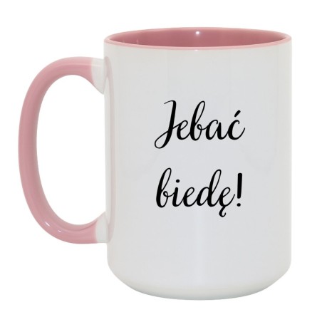 Kubek duży biało-różowy 450 ml z nadrukiem bez cenzury – śmieszny kubek do kawy