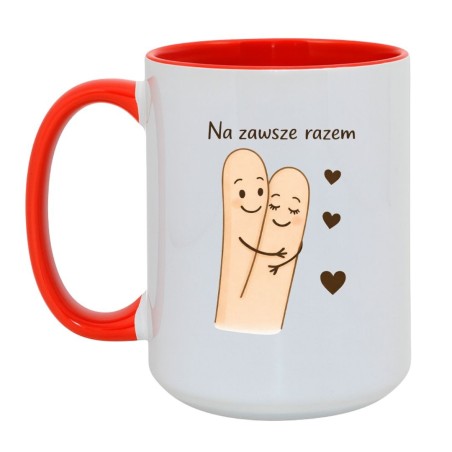 biało czerwony kubek miłosny z napisem na zawsze razem