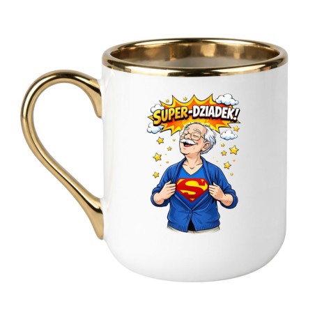 KUBEK ELEGANCKI ZE ZŁOTYM "SUPER-DZIADEK"