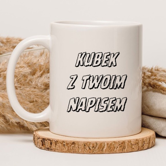 Kubek ceramiczny z komiksową czcionką – personalizowany prezent dla fana Marvela