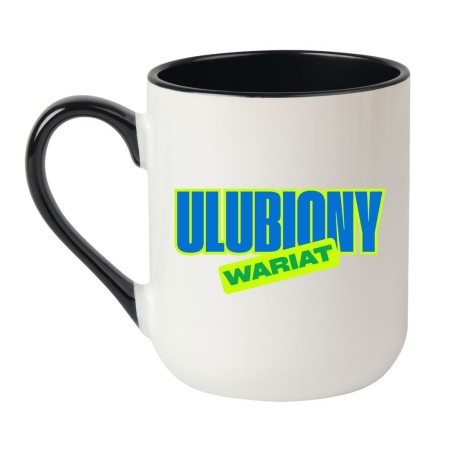 Kubek biało-czerwony 330 ml z nadrukiem bez cenzury – humorystyczny wybór, chamski prezent do pracy lub biura.