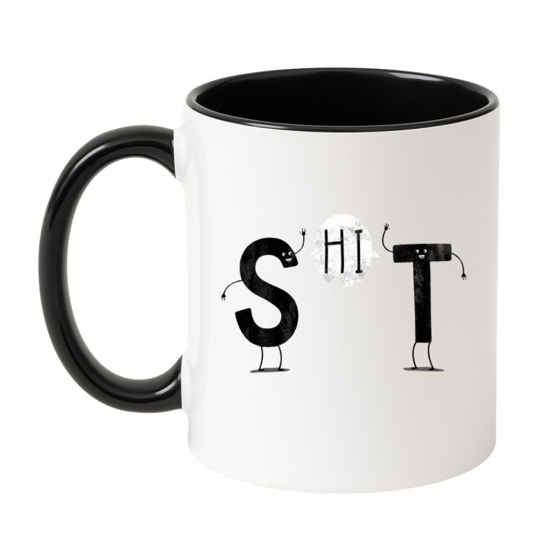 Kubek biało-czarny 330 ml z nadrukiem – śmieszny kubek z napisem, doskonały gadżet dla kawoszy.