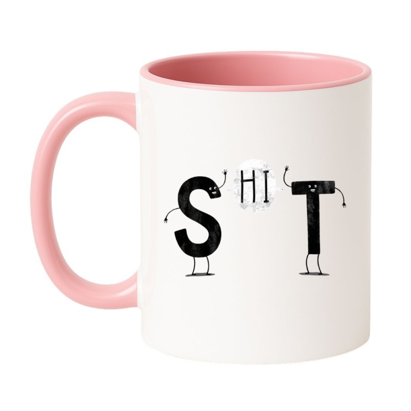 Kubek biało-różowy 330 ml z nadrukiem bez cenzury – humorystyczny kubek z grafiką, świetny prezent dla znajomego.